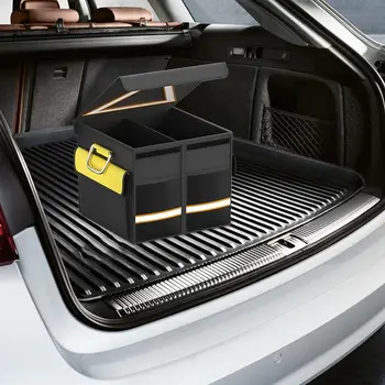 38L/48L/68L Car Trunk Organizer Box Foldable Auto Trunk Storage Bag With Reflective Strip Stowing Tidying Car Interior Accessory