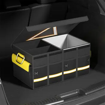 38L/48L/68L Car Trunk Organizer Box Foldable Auto Trunk Storage Bag With Reflective Strip Stowing Tidying Car Interior Accessory